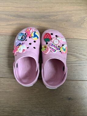 Girls' Pink Slip-On Clog Sandals with Decorative Charms